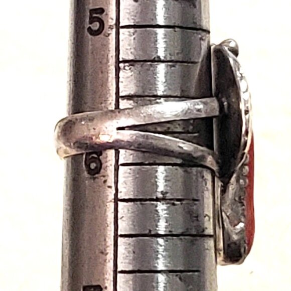 Navajo Sterling Coral Ring sz 5.75    NAR 1036 - Picture 6 of 8